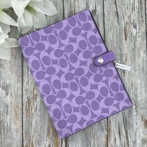 Coach Notebook In Signature Canvas In Silver/Iris Limited